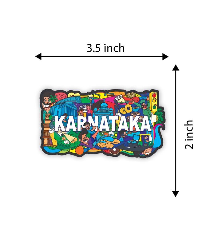 Indian State Theme Wooden Fridge Magnet  Magnet for Home Office Kitchen Refrigerator Door Stylish Decor Souvenir Gift  Indoor Decorative Gift Item (Karnataka Fridge Magnet)